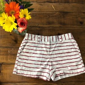 LOFT Red and White Striped Shorts